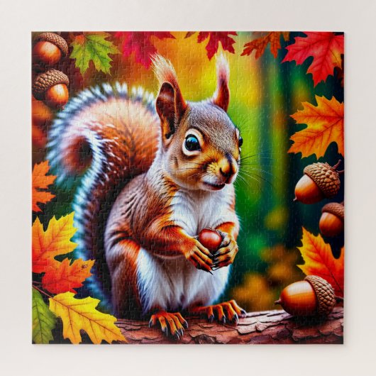 Adorable Cartoon Eichhörnchenfigur im Wald Puzzle (Vertikal)
