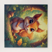 Adorable Cartoon Eichhörnchenfigur im Wald Puzzle (Horizontal)