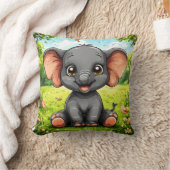 Adorable Cartoon Elephant Kissen (Decke)