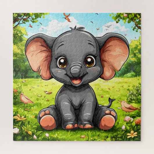 Adorable Cartoon Elephant Puzzle (Vertikal)