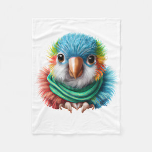 Adorable Cartoon Fluffy Happy Baby Parrot Fleecedecke