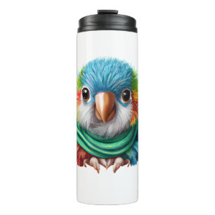 Adorable Cartoon Fluffy Happy Baby Parrot Thermosbecher