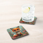 Adorable Cartoon Fox Getränkeuntersetzer (Rechte Seite)