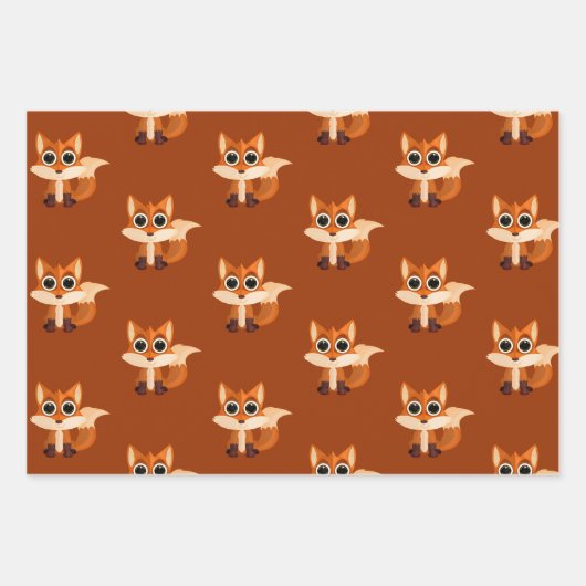 Adorable Cartoon Fox Gift Geschenkpapier Set (Vorderseite)
