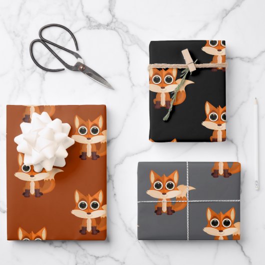 Adorable Cartoon Fox Gift Geschenkpapier Set (Vorderseite)