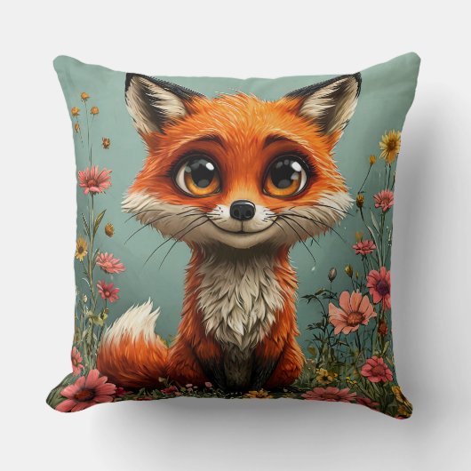 Adorable Cartoon Fox Kissen (Vorderseite)