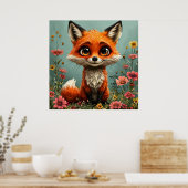 Adorable Cartoon Fox Poster (Küche)