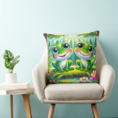 Adorable Cartoon Frösche auf einem Lilienteich Kissen (Stuhl )