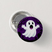 Adorable Cartoon Ghost in Spooky Halloween Button (Vorne & Hinten)