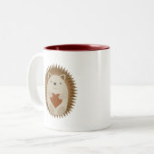 Adorable Cartoon Igel Holen eines Herzens Zweifarbige Tasse (Vorderseite Links)