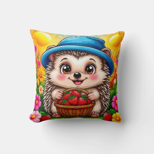 Adorable Cartoon Igel Kissen (Vorderseite)