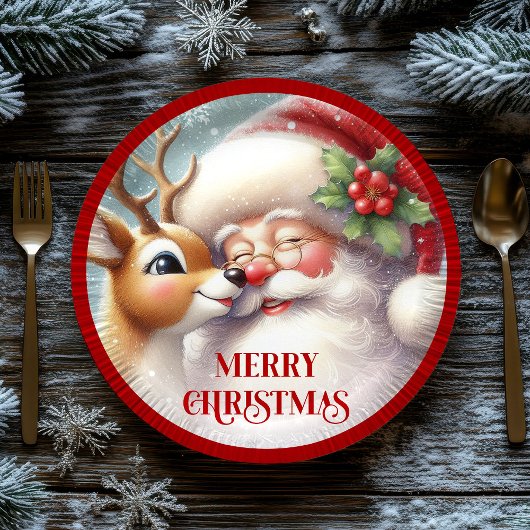 Adorable Cartoon Kids Christmas Party Plates Pappteller