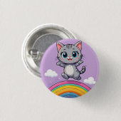 Adorable Cartoon Kitten Jumping fröhlich Button (Vorne & Hinten)