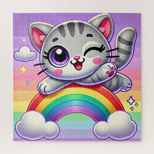Adorable Cartoon Kitten Jumping Puzzle (Vertikal)