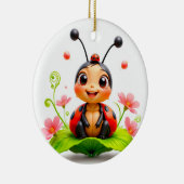 Adorable Cartoon Ladybug Keramik Ornament (Rechts)