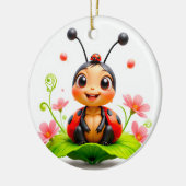 Adorable Cartoon Ladybug Keramik Ornament (Links)