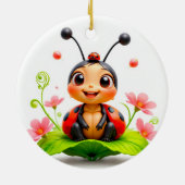 Adorable Cartoon Ladybug Keramik Ornament (Hinten)