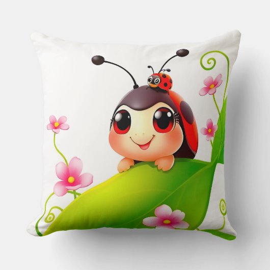 Adorable Cartoon Ladybug Kissen (Vorderseite)