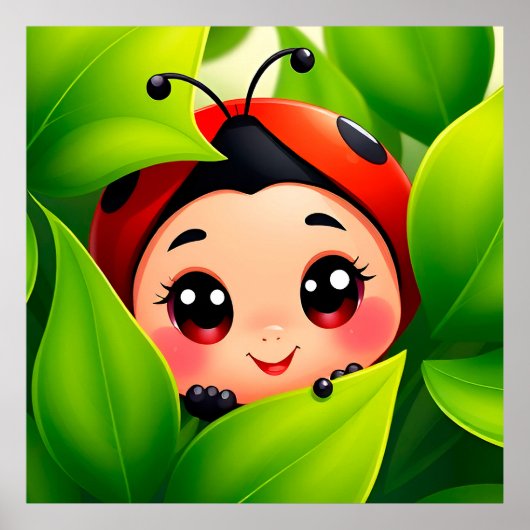 Adorable Cartoon Ladybug Poster (Vorne)
