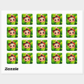 Adorable Cartoon Ladybug Quadratischer Aufkleber (Blatt)