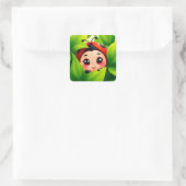 Adorable Cartoon Ladybug Quadratischer Aufkleber (Tasche)