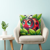 Adorable Cartoon Ladybug Umgeben von Blätter Kissen (Stuhl )