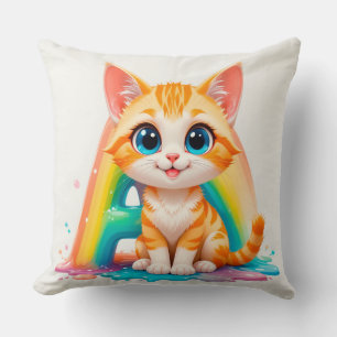 Adorable Cartoon Orange Kitten Kissen