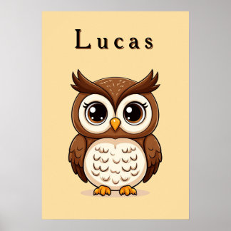 Adorable Cartoon Owl 🦉✨ Cozy Nursery Decor Poster