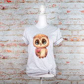 Adorable Cartoon Owl Holding Rosa Rose T-Shirt