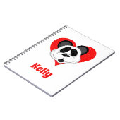 Adorable Cartoon Panda Bär auf der Liebe Herz Notizblock (Linke Seite)
