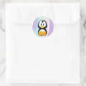 Adorable Cartoon Pinguin Runder Aufkleber (Tasche)