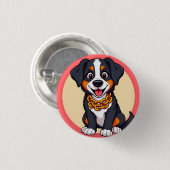 Adorable Cartoon Puppy Button (Vorne & Hinten)