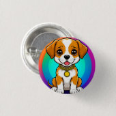Adorable Cartoon Puppy Button (Vorne & Hinten)