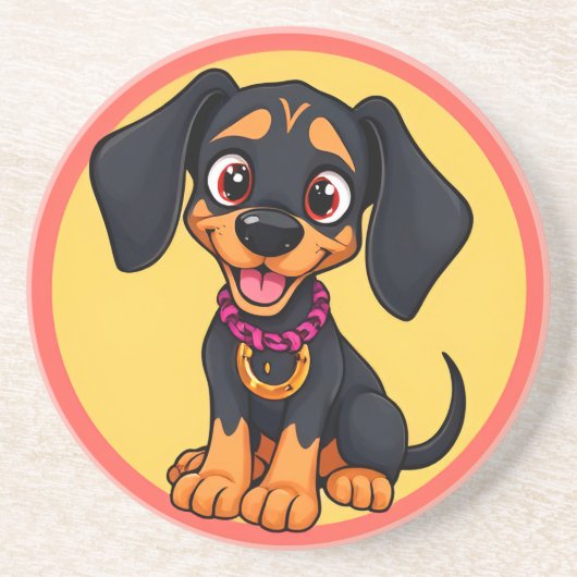 Adorable Cartoon Puppy Getränkeuntersetzer (Vorne)