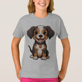 Adorable Cartoon Puppy mit einem glücklichen Ausdr T-Shirt
