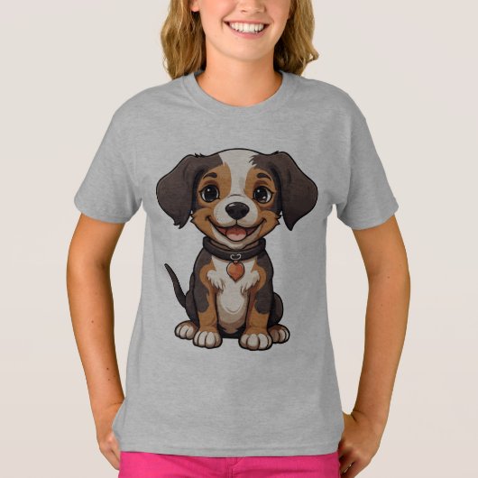 Adorable Cartoon Puppy mit einem glücklichen Ausdr T-Shirt (Vorderseite)