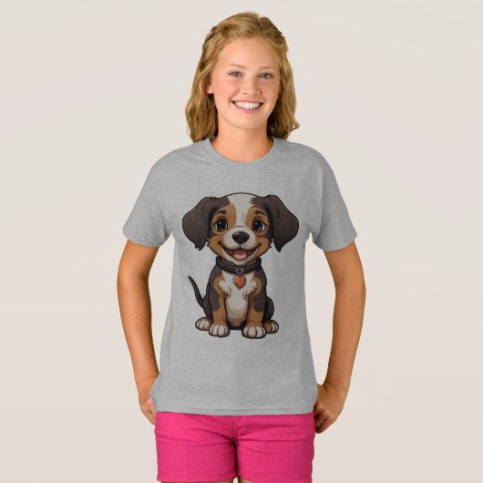 Adorable Cartoon Puppy mit einem glücklichen Ausdr T-Shirt (Vorne ganz)
