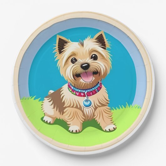 Adorable Cartoon Puppy Pappteller (Vorderseite)