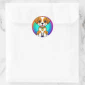 Adorable Cartoon Puppy Runder Aufkleber (Tasche)
