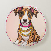 Adorable Cartoon Puppy Rundes Kissen (Rückseite)