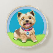 Adorable Cartoon Puppy Rundes Kissen (Rückseite)