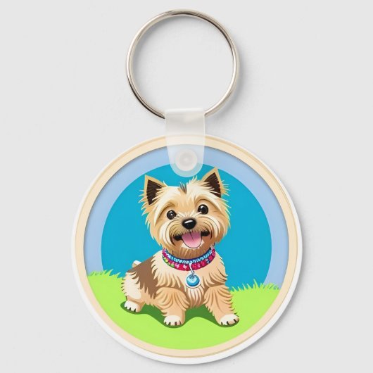 Adorable Cartoon Puppy Schlüsselanhänger (Vorderseite)