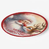 Adorable Cartoon Santa Rudolph Christmas Plates Pappteller (Schrägansicht)