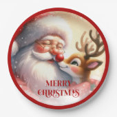 Adorable Cartoon Santa Rudolph Christmas Plates Pappteller (Vorderseite)