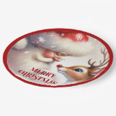 Adorable Cartoon Santa Rudolph Christmas Plates Pappteller (Schrägansicht)