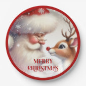 Adorable Cartoon Santa Rudolph Christmas Plates Pappteller (Vorderseite)