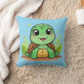 Adorable Cartoon Schildkröte lächelt fröhlich Kissen (Decke)