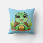 Adorable Cartoon Schildkröte lächelt fröhlich Kissen (Rückseite)