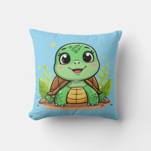 Adorable Cartoon Schildkröte lächelt fröhlich Kissen