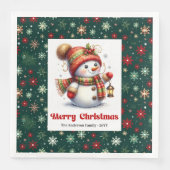 Adorable cartoon snowman with snowflakes kids  serviette (Vorderseite)